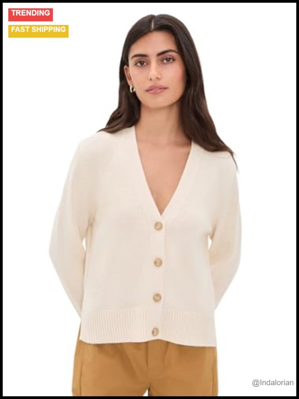 Women's Mid-Weight Stretch Knit V-Neck Cardigan, Ribbed Trim